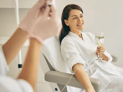A patient in the drip lounge